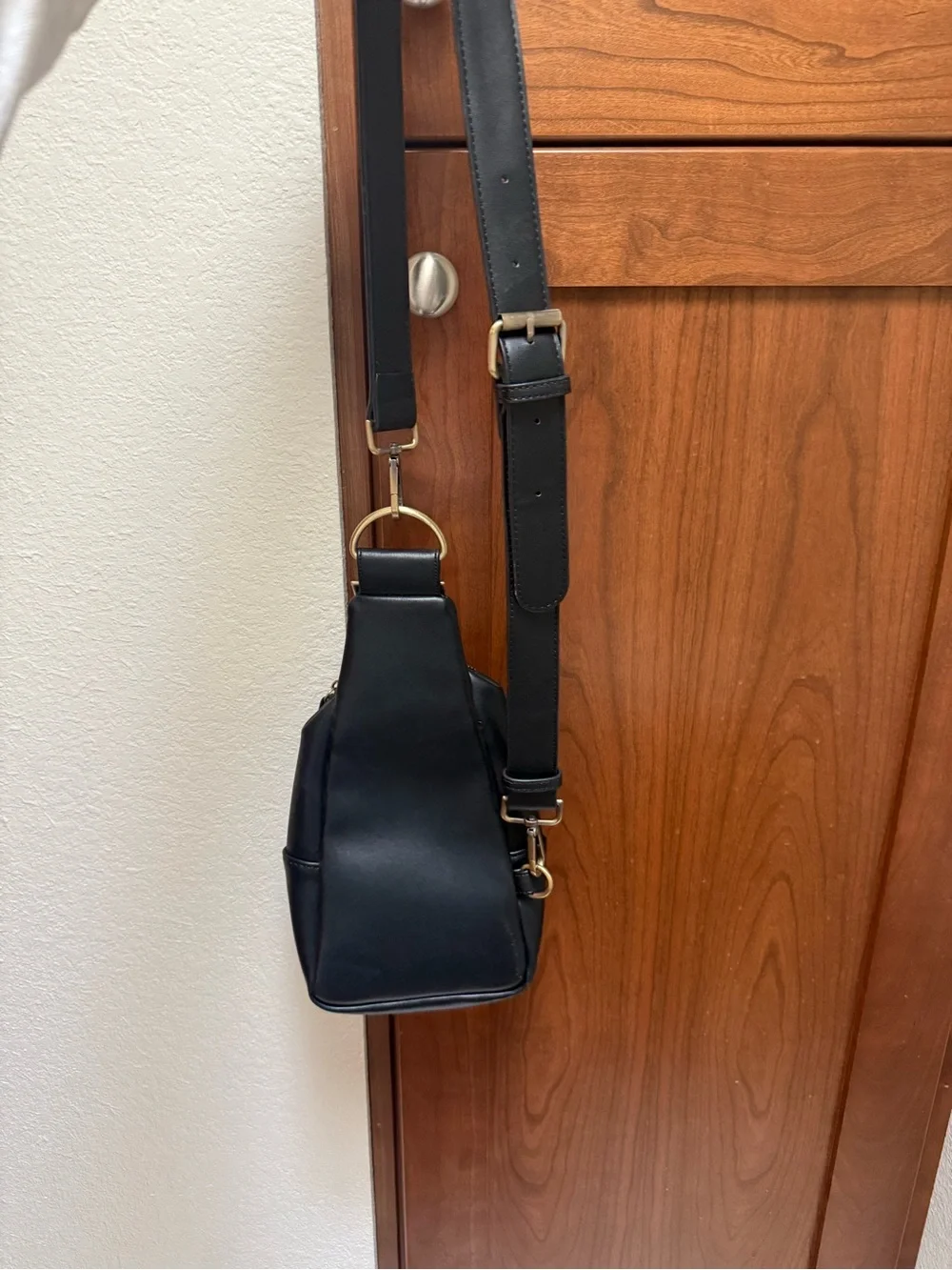 Anthropologie Urban Originals Black Woven Leather Sling Bag